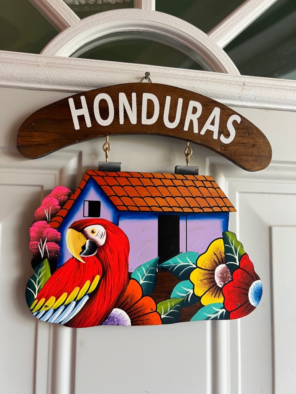 Honduras Colorful Parrot & Flower Wall Hanging